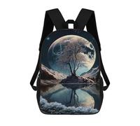 sinyumoney Full Moon Reflections Zaino Scolastico Per Bambini, Borsa Scolastica Stampata in 3D Per Ragazzi, Studenti Delle Scuole Elementari E Medie 17inch