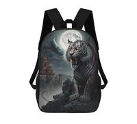 sinyumoney Full Moon Tiger Majesty Zaino Scolastico Zaino Per Bambini Borsa Scolastica Di Grande Capacità Zaino Per Bambini Per La Scuola Zaino 3D Borsa Per Libri Regali Per Bambini 17inch