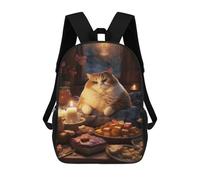 sinyumoney Funny Cat Food Party Snack Zaino Scolastico Per Bambini Stampato in 3D, Zaini Da Viaggio Ad Alta Capacità, Borse Per Libri, Zaini Scolastici Per Bambini 17inch