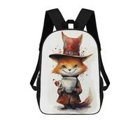 sinyumoney Funny Fox And Coffee 01 Zaini Per Bambini, Zaini Scolastici, Borse Scolastiche Alla Moda Stampate in 3D Per Ragazzi, Studenti Delle Scuole Elementari E Medie 17inch