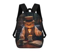 sinyumoney Funny Tabby Cat Hat Candle Zaino Scolastico Stampato in 3D, Borse Scolastiche Per Ragazzi E Ragazze, Zaino Per Laptop Per Bambini/studenti/adulti 17inch