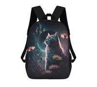 sinyumoney Galactic Beach Encounter - 1 zaino scolastico stampato 3D per bambini, zaino per ragazzo/ragazza, borsa da viaggio per bambini, Galactic Whiskered Guardian, 17"