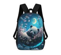 sinyumoney Galactic Beach Encounter - 1 zaino scolastico stampato 3D per bambini, zaino per ragazzo/ragazza, borsa da viaggio per bambini, Panda In Moonlit Garden, 17"