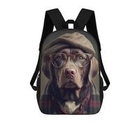 sinyumoney Galactic Beach Encounter - 1 zaino scolastico stampato 3D per bambini, zaino per ragazzo/ragazza, borsa da viaggio per bambini, Stylish Dog Ritratto, 17"