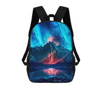 sinyumoney Galactic Beach Encounter - 1 zaino scolastico stampato 3D per bambini, zaino per ragazzo/ragazza, borsa da viaggio per bambini, Neon Mountain Reflections, 17"