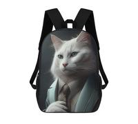 sinyumoney Galactic Dreamscape - 9 Zaino per bambini alla moda e divertente, per ragazzi e adolescenti, borsa da scuola stampata 3D per ragazzi, Stylish Cat In Suit, 17"