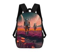 sinyumoney Galactic Dreamscape - 9 Zaino per bambini alla moda e divertente, per ragazzi e adolescenti, borsa da scuola stampata 3D per ragazzi, Alien Landscape With Astronauts -3, 17"