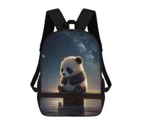 sinyumoney Galactic Dreamscape - 9 Zaino per bambini alla moda e divertente, per ragazzi e adolescenti, borsa da scuola stampata 3D per ragazzi, Panda Under The Stars, 17"