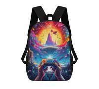 sinyumoney Galactic Gaming Odyssey -3 Zaini Per Bambini, Zaini Scolastici Personalizzati 3D Per Ragazzi E Ragazze, Zaini Scolastici Grandi, Zaini Casual Da Giorno 17inch