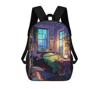 sinyumoney Galactic Raven Majesty Zaino scolastico per bambini, zaino da viaggio casual, grande zaino per ragazzi e ragazze, Accogliente camera con piante, 17"