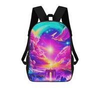 sinyumoney Galactic Raven Majesty - Zaino scolastico stampato in 3D, con tasche grandi, per bambini, zaini per bambini, borse per libri, zaino scolastico per bambini, Enchanted Sky Kingdom, 17"