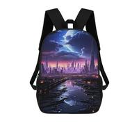 sinyumoney Galactic Twilight Scenery Zaino Bambino, Zaino per Ragazzi e Adolescenti, Zaino da Viaggio, Zaino scolastico, Borsa per Libri, Synthetic City Realm, 17"