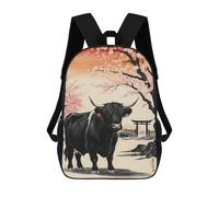 sinyumoney Gamer Rabbit Zaino Per Bambini Stampato In 3D, Borsa Da Scuola Per Ragazzi Zaino Cool E Casual Zaino Divertente Per Bambini E Adolescenti, Highland Cow Japan, 17"