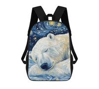 sinyumoney Gamer Rabbit Zaino Per Bambini Stampato In 3D, Borsa Da Scuola Per Ragazzi Zaino Cool E Casual Zaino Divertente Per Bambini E Adolescenti, Polar Bear Starry Night, 17"