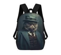 sinyumoney Gangster Cat 2 Zaino Scolastico Stampato in 3D Per Bambini, Zaino Scolastico Casual Alla Moda Per Bambini Studenti 17inch