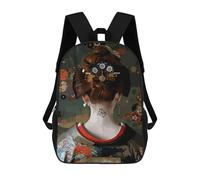 sinyumoney Geisha Back View with Floral Kimono Zaini Scolastici Per Bambini Stampati in 3D 17inch Zaini Scolastici Per Bambini Alla Moda Casual Ad Alta Capacità Borse Da Viaggio Per Libri
