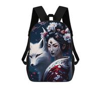 sinyumoney Geisha Fox Cherry Japan Zaino Scolastico Per Bambini, Borsa Scolastica Stampata in 3D Per Ragazzi, Studenti Delle Scuole Elementari E Medie 17inch