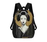 sinyumoney Geisha Portrait with Golden Halo Zaini Casual Per Bambini, Borse Scolastiche Per Ragazzi E Ragazze, Zaini Per Libri, Zaini 17inch