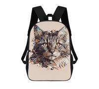 sinyumoney Geometric Cat Portrait Zaino Scolastico Zaino Per Bambini Borsa Scolastica Di Grande Capacità Zaino Per Bambini Per La Scuola Zaino 3D Borsa Per Libri Regali Per Bambini 17inch