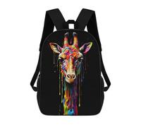 sinyumoney Geometric Dog Animation Zaino 3D Bambina Borsa Scuola Zaino Per Bambini Bambini Bambini Zaino Casual Borsa Libri Alla Moda, Rainbow Giraffe, 17"