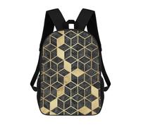 sinyumoney Geometric Shapes XV - Zaino scolastico, con stampa 3D, regolabile, con tasche alla moda, per bambini, ragazzi, ragazze, studenti e adolescenti, Golden Mosaico IV, 17"