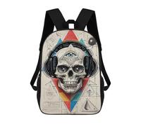 sinyumoney Geometric Skull Eye Music Zaino Scolastico Per Bambini, Borsa Scolastica Stampata in 3D Per Ragazzi, Studenti Delle Scuole Elementari E Medie 17inch