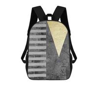 sinyumoney Geometric Textures I Zaino scolastico per bambini alla moda e casual, con stampa 3D per ragazzi, grande zaino, Gray And Gold Art T, 17"