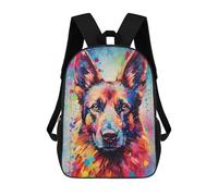 sinyumoney German Shepherd Colorful Zaino Scolastico Per Bambini, Borsa Scolastica Stampata in 3D Per Ragazzi, Studenti Delle Scuole Elementari E Medie 17inch