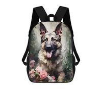 sinyumoney German Shepherd Flowers Zaini Per Bambini, Zaino Scolastico Alla Moda, Borsa Scolastica Stampata in 3D Per Ragazzi, Studenti Delle Scuole Elementari E Medie 17inch