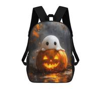 sinyumoney Ghost on Pumpkin Zaino Scolastico Alla Moda Per Studenti, Adatto A Ragazzi E Ragazze, Ideale Per Viaggi All'aperto E Attività Ricreative. 17inch