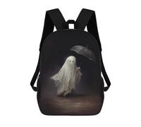 sinyumoney Ghost with Umbrella in Rain Stampa Zaino Per Bambini, Borsa Scolastica Per Adulti E Bambini, Zaino Da Viaggio Per Tutti I Giorni 17inch