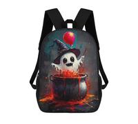 sinyumoney Ghostly Witch in Cauldron Zaino Scolastico Zaino Per Bambini Borsa Scolastica Di Grande Capacità Zaino Per Bambini Per La Scuola Zaino 3D Borsa Per Libri Regali Per Bambini 17inch