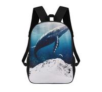 sinyumoney Giant Mountain Blue Whale Zaino Scolastico Zaini Scolastici Per Ragazze Zaini Per Ragazzi Con Tasche Borsa Scolastica Alla Moda Zaino Per Bambini 17inch