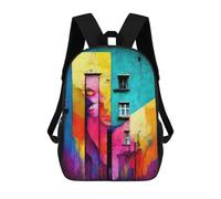sinyumoney Giant Shark Moonlight - Zaini per bambini stampati 3D, alla moda, graziose borse da viaggio, per il tempo libero, per ragazzi e ragazze, Abstract Street Art I, 17"