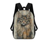 sinyumoney Giant Shark Moonlight Zaino 3D per bambini e ragazze, zaino per la scuola, zaino per bambini piccoli, zaino casual, borsa per libri alla moda, Cat Ritratto On Wood Panel Regal Cat Wall Ar