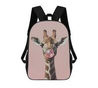 sinyumoney Giraffe Blowing Pink Bubble Gum Zaino Per Bambini Stampato in 3D, Zaino Scolastico Ad Alta Capacità, Zaino Da Viaggio, Borse Per Libri, Zaino Per Bambini 17inch