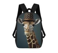 sinyumoney Giraffe Funny Animal Hat Zaino Per Bambini Stampato in 3D, Zaino Scolastico Ad Alta Capacità, Zaino Da Viaggio, Borse Per Libri, Zaino Per Bambini 17inch