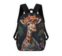 sinyumoney Giraffe in Floral Attire Zaino, Zaino Per Bambini, Borsa Scolastica Per Studenti, Zaino Per Libri, Borsa Scolastica Stampata in 3D Per Ragazzi E Ragazze 17inch