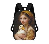 sinyumoney Girl with Duck Zaino Scolastico Stampato in 3D Zaino Scolastico Per Bambini Zaini Scolastici Zaini Da Viaggio Borsa Casual Alla Moda Per Bambini Studenti Scolastici 17inch