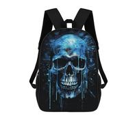 sinyumoney Glowing Blue Skull Artwork-1 Zaino Scolastico Alla Moda Per Studenti, Adatto A Ragazzi E Ragazze, Ideale Per Viaggi All'aperto E Attività Ricreative. 17inch