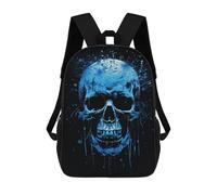 sinyumoney Glowing Blue Skull Artwork-3 Zaini Casual Per Bambini, Borse Scolastiche Per Ragazzi E Ragazze, Zaini Per Libri, Zaini 17inch