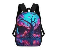 sinyumoney Glowing Neon Tree Landscape Zaino Scolastico Zaino Per Bambini Borsa Scolastica Di Grande Capacità Zaino Per Bambini Per La Scuola Zaino 3D Borsa Per Libri Regali Per Bambini 17inch