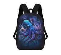 sinyumoney Glowing Ocean Octopus Art Print Zaino Scolastico Zaino Per Bambini Borsa Scolastica Di Grande Capacità Zaino Per Bambini Per La Scuola Zaino 3D Borsa Per Libri Regali Per Bambini 17inch