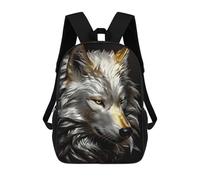sinyumoney Gold White Wolf Side View Zaino Scolastico Stampato in 3D, Borse Scolastiche Per Ragazzi E Ragazze, Zaino Per Laptop Per Bambini/studenti/adulti 17inch