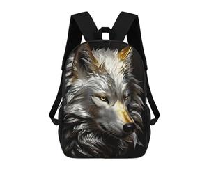 sinyumoney Gold White Wolf Side View Zaino Scolastico Stampato in 3D, Borse Scolastiche Per Ragazzi E Ragazze, Zaino Per Laptop Per Bambini/studenti/adulti 17inch
