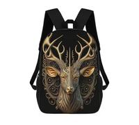 sinyumoney Golden Deer Head Artwork Zaino Per Bambini, Zaino Scolastico Per Bambini, Zaini Scolastici Stampati in 3D Per Ragazzi E Studenti Adolescenti 17inch