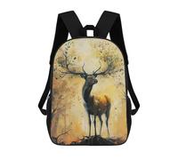 sinyumoney Golden Deer Zaini Per Bambini Zaino Scolastico Borsa Scolastica Stampata in 3D Borsa Scolastica Per Ragazzi Studenti Delle Scuole Elementari E Medie 17inch