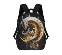 sinyumoney Golden Dragon Moon Artwork Zaino Scolastico Per Bambini, Stampato in 3D, Borsa Scolastica Alla Moda, Borsa Scolastica Casual Per Ragazzi, Studenti Delle Scuole Elementari E Medie 17inch