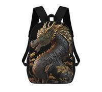 sinyumoney Golden Dragon StatueZaino Scolastico Per Bambini, Zaini Stampati in 3D, Zaini Alla Moda Per La Scuola Elementare E Media Per Ragazzi. 17inch