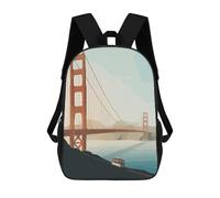 sinyumoney Golden Gate Bridge And Cable Car Zaino Per Bambini Zaino Scolastico Borsa Scolastica Borsa Scolastica Alla Moda Stampata in 3D Per Ragazzi Studenti Delle Scuole Elementari E Medie 17inch